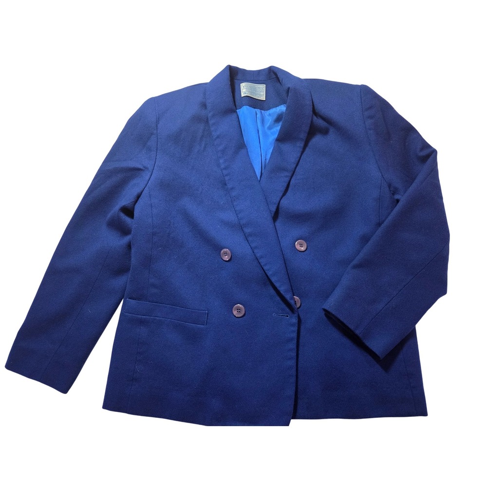 Pendleton Wool Blazer Jacket Women's Blue Double Breasted Vintage Made In USA